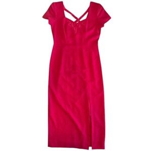 Women's Vintage Liz Claiborne Dress Pink Embroidered w/Slit X-Back Detail Size 8